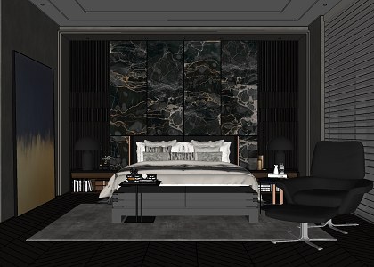 Master bedroom | sketchUp view 1 Modeled by Taufik Mulyaman