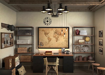 3D Models   -  GUYS ROOM - Working Room Vintage style & Visopt