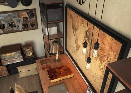 Working Room Vintage style & Visopt | vray Render by ALFONSUS SRI AGSEYOGA