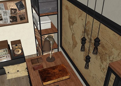 Working Room Vintage style & Visopt | SketchUp wiev