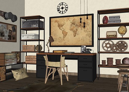 Working Room Vintage style & Visopt | SketchUp wiev