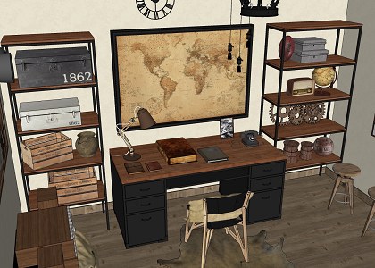 Working Room Vintage style & Visopt | SketchUp wiev