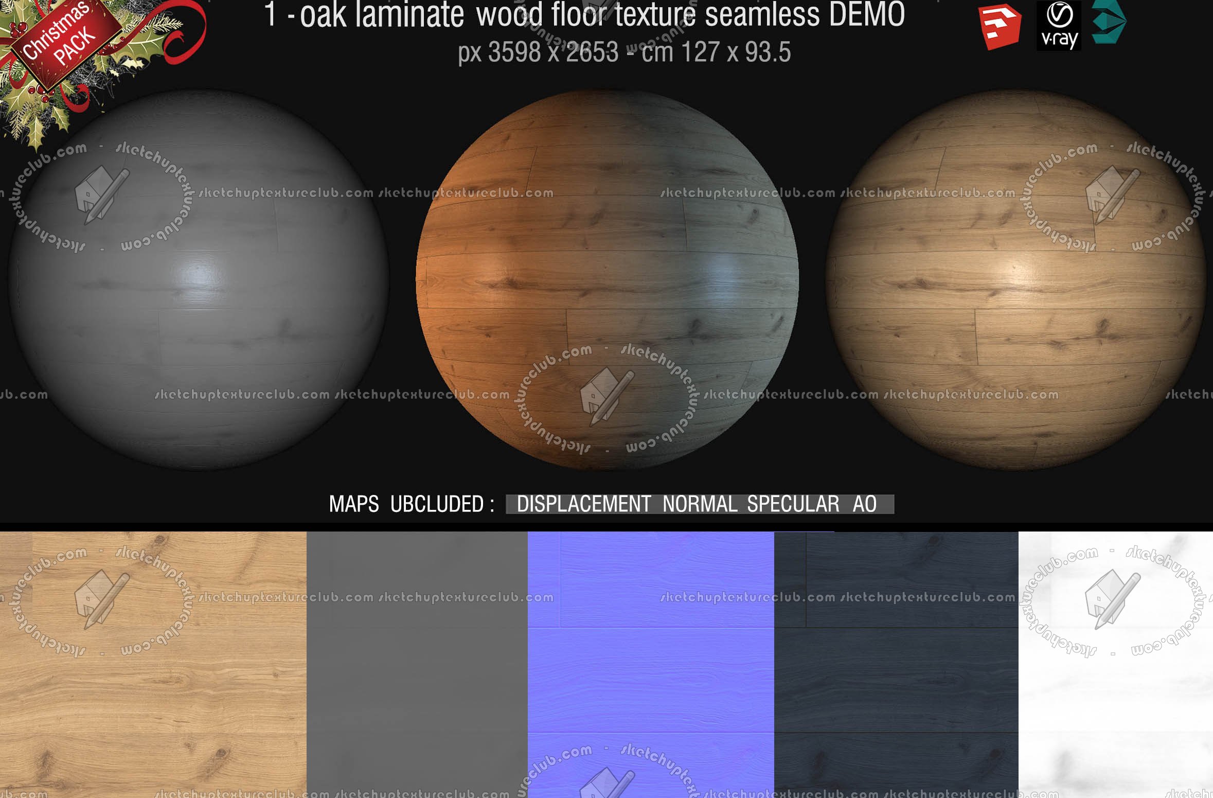 Free textures package Christmas 2018 00052 - 1 oak laminate wood floor texture seamless + maps DEMO