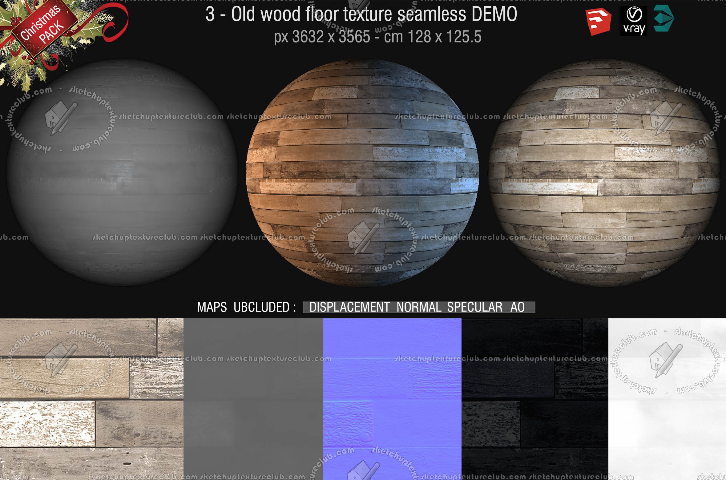 Free textures package Christmas 2018 00052 - 2 old wood floor texture seamless hr + maps DEMO