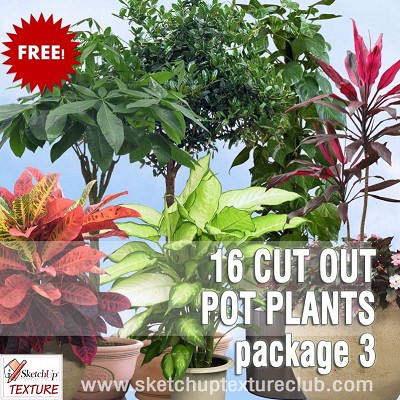 Packs   -   CUT OUT   -  Vegetation - CUT OUT POT PLANTS PACK 3 00018