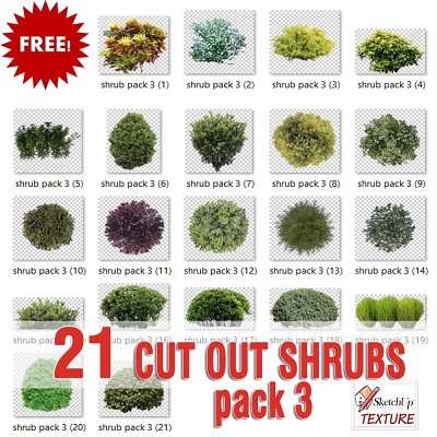 Packs   -   CUT OUT   -  Vegetation - CUT OUT SHRUBS PACK 3 00022