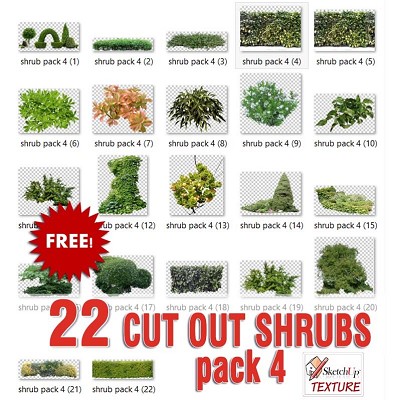 Packs  - CUT OUT SHRUBS & HEDGES PACK 4 00023