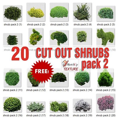 Packs   -   CUT OUT   -  Vegetation - CUT OUT SHRUBS PACK 2 00021