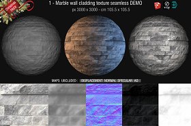 Free textures package Christmas 2018 00052 - 4 marble wall cladding texture seamless + maps DEMO