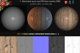 Free PBR textures package Christmas 2019 00055 - 1_Natural alpine spruce wood PBR texture DEMO