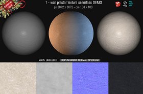 Free textures package Christmas 2018 00052 - 7 wall plaster texture seamless + maps DEMO