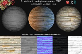 Free textures package Christmas 2018 00052 - 5 marble wall cladding texture seamless + maps DEMO