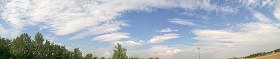 High Res panoramics sky premium pack 00028 - High resolution panoramic sky background with clouds and trees - pixel  10608 x 2239 - 8.90 MB