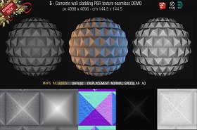 Free PBR textures package Christmas 2019 00055 - 5_Concrete wall cladding PBR texture demo