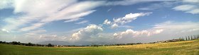 High Res panoramics sky premium pack 00028 - High resolution panoramic sky background with clouds and trees - pixel 7571 x 2133 - 6.26 MB