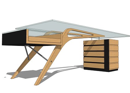 ZANOTTA CAVOUR WRITING DESK 00007 - Free Sketchup 3D model Zanotta Cavour Writing desk