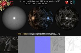 Free PBR textures package Christmas 2019 00055 - 8_black marble floor veined  texture seamless 3K