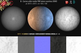 Free PBR textures package Christmas 2019 00055 - 9_Carrara white marble PBR texture DEMO