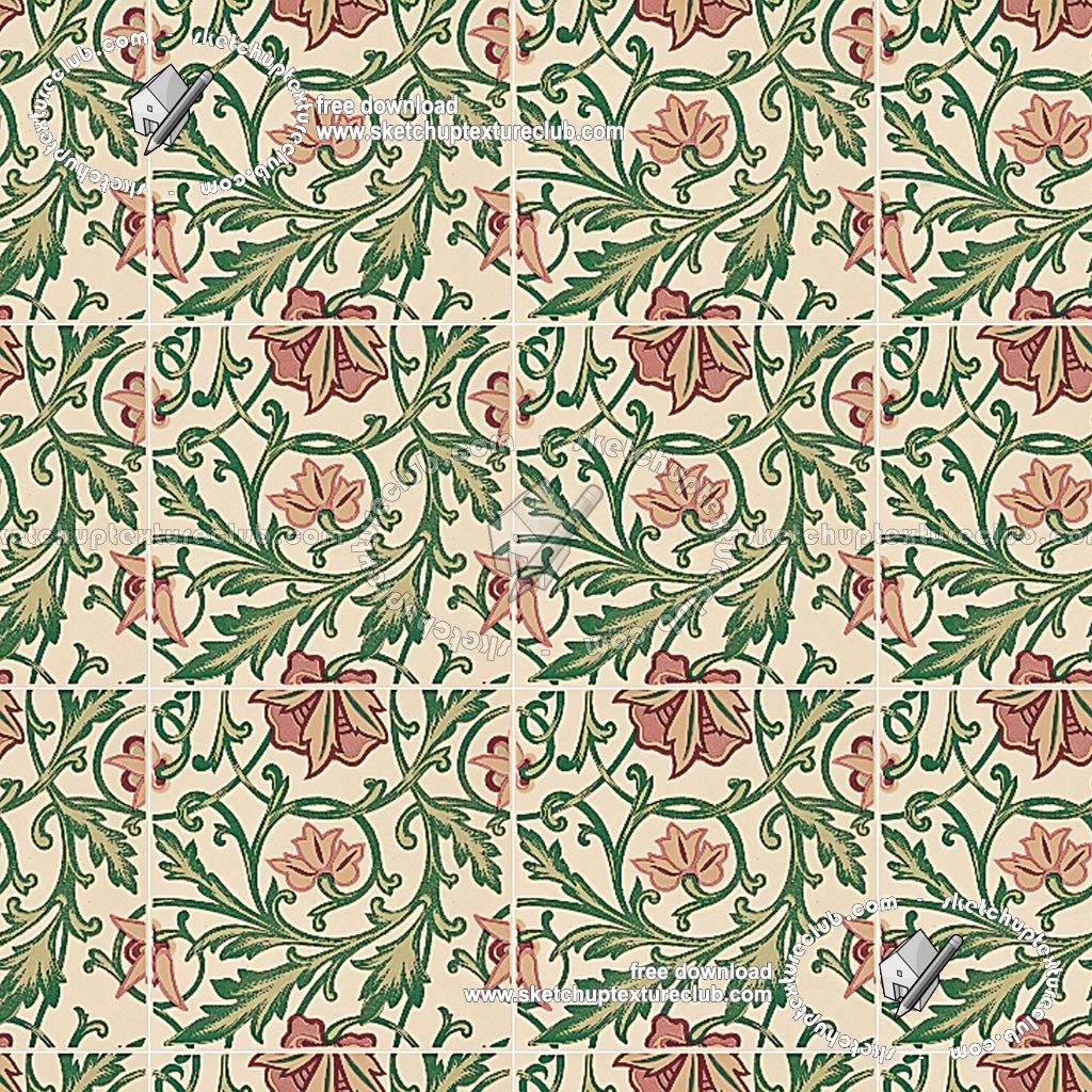 Textures   -   ARCHITECTURE   -   TILES INTERIOR   -   Ornate tiles   -   Floral tiles  - Ceramic floral tiles texture seamless 19162 (seamless)