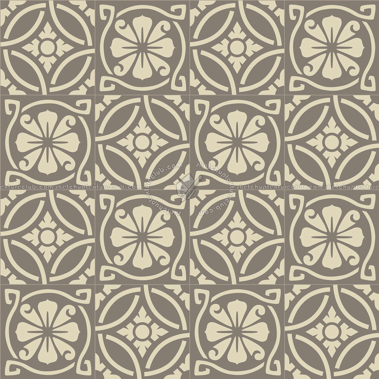 Textures - ARCHITECTURE - TILES INTERIOR - Cement - Encaustic - Victorian - Victorian cement floor tile texture seamless 13655 (seamless)