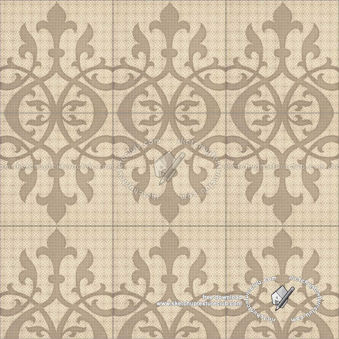 Textures - ARCHITECTURE - TILES INTERIOR - Ornate tiles - Mixed patterns - Ceramic ornate tile texture seamless 20230 (seamless)