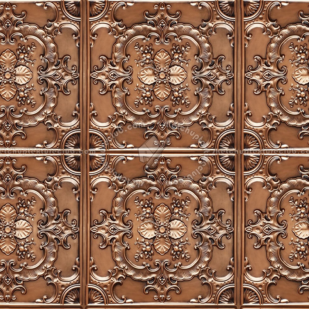 Textures   -   MATERIALS   -   METALS   -   Panels  - Ceiling copper metal panel texture seamless 10393 (seamless)