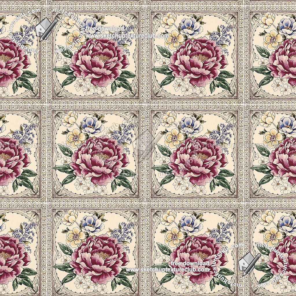 Textures   -   ARCHITECTURE   -   TILES INTERIOR   -   Ornate tiles   -   Floral tiles  - Ceramic floral tiles texture seamless 19164 (seamless)