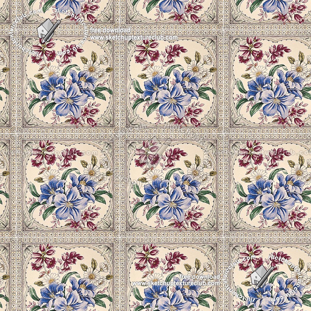 Ceramic floral tiles texture seamless 19165