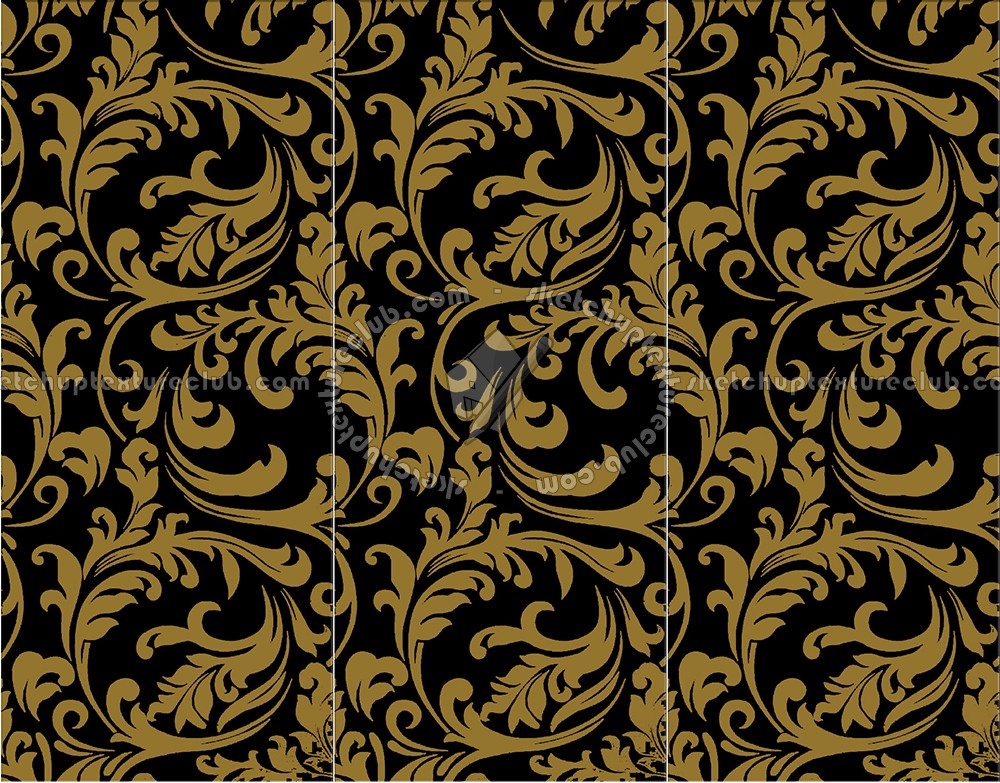 Textures - ARCHITECTURE - TILES INTERIOR - Coordinated themes - Ceramic black gold damask coordinated colors tiles texture seamless 13898 (seamless)