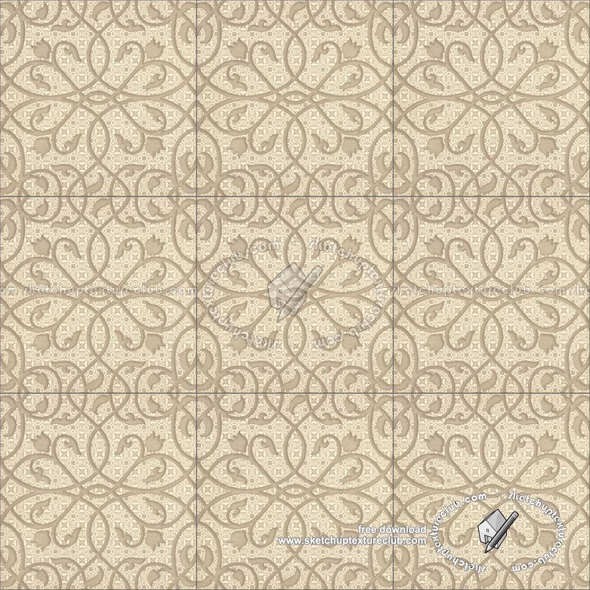 Textures - ARCHITECTURE - TILES INTERIOR - Ornate tiles - Mixed patterns - Ceramic ornate tile texture seamless 20233 (seamless)