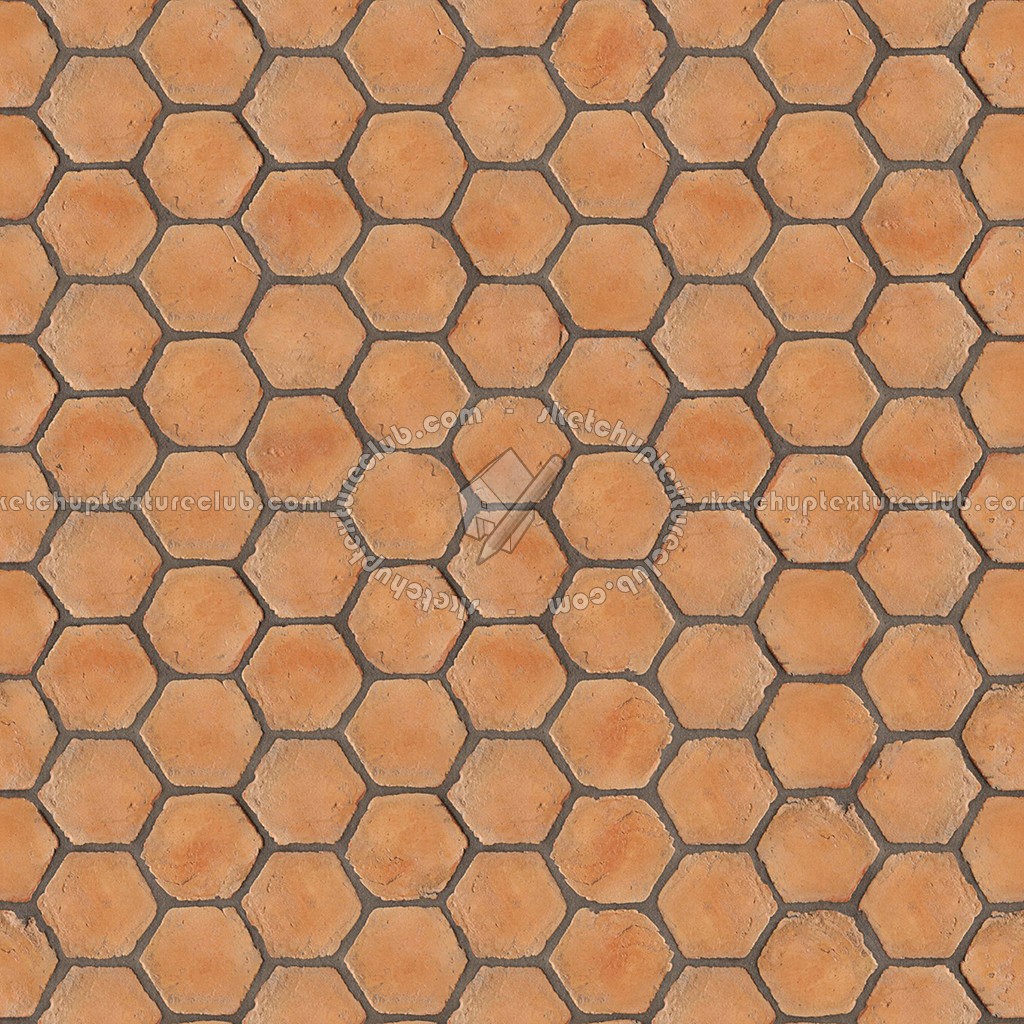 Textures   -   ARCHITECTURE   -   PAVING OUTDOOR   -   Hexagonal  - Terracotta paving outdoor hexagonal texture seamless 05986 (seamless)