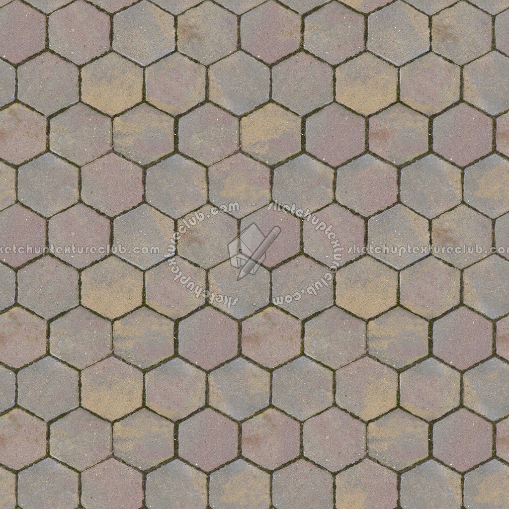 Concrete paving outdoor hexagonal texture seamless 05987