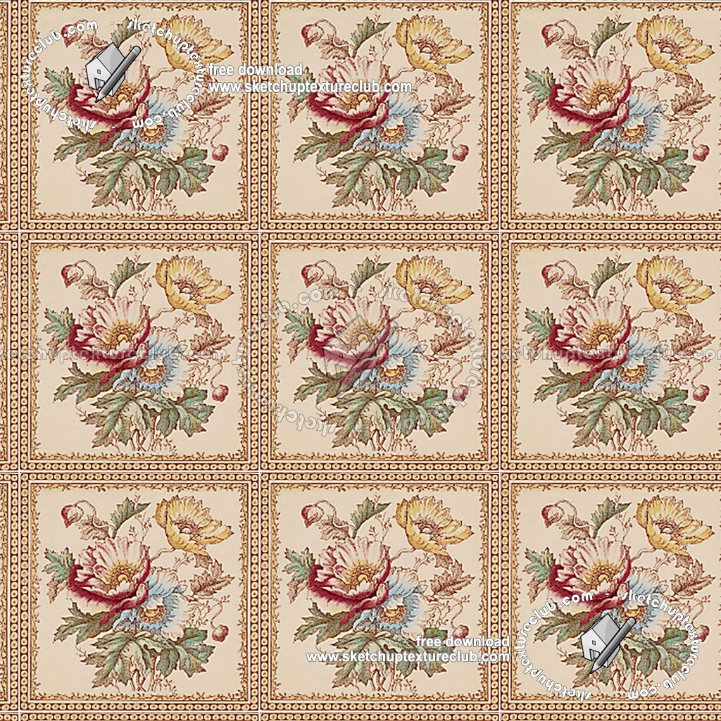 Textures   -   ARCHITECTURE   -   TILES INTERIOR   -   Ornate tiles   -   Floral tiles  - Ceramic floral tiles texture seamless 19168 (seamless)