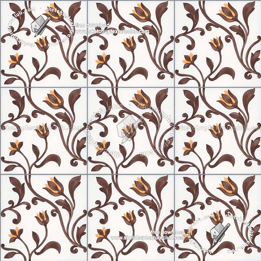 Textures - ARCHITECTURE - TILES INTERIOR - Ornate tiles - Floral tiles - Ceramic floral tiles texture seamless 19169 (seamless)
