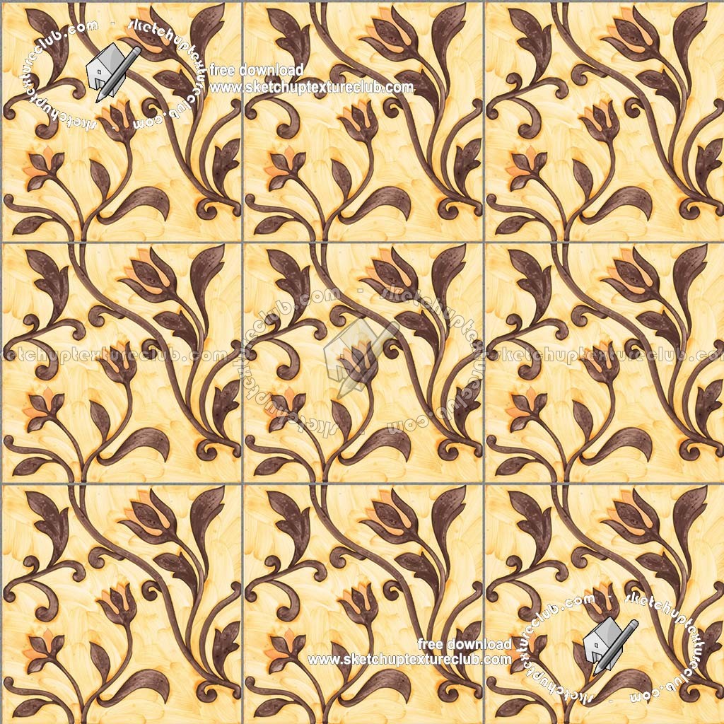 Textures - ARCHITECTURE - TILES INTERIOR - Ornate tiles - Floral tiles - Ceramic floral tiles texture seamless 19170 (seamless)