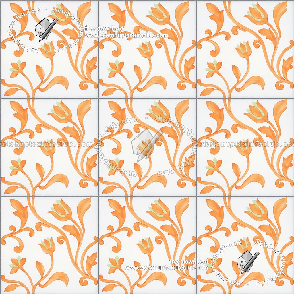 Textures - ARCHITECTURE - TILES INTERIOR - Ornate tiles - Floral tiles - Ceramic floral tiles texture seamless 19171 (seamless)