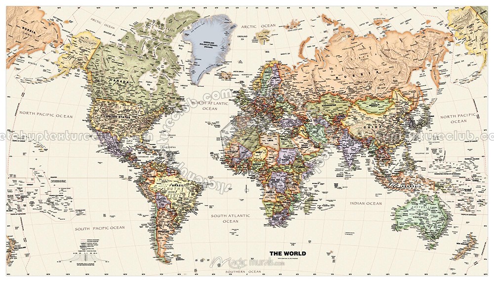 Textures   -   ARCHITECTURE   -   DECORATIVE PANELS   -   World maps   -   Various maps  - Mural map interior decoration 03171