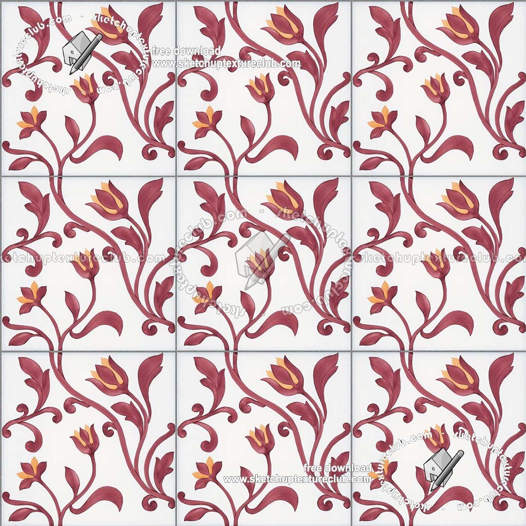 Textures   -   ARCHITECTURE   -   TILES INTERIOR   -   Ornate tiles   -   Floral tiles  - Ceramic floral tiles texture seamless 19173 (seamless)