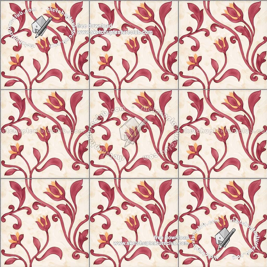 Textures - ARCHITECTURE - TILES INTERIOR - Ornate tiles - Floral tiles - Ceramic floral tiles texture seamless 19174 (seamless)