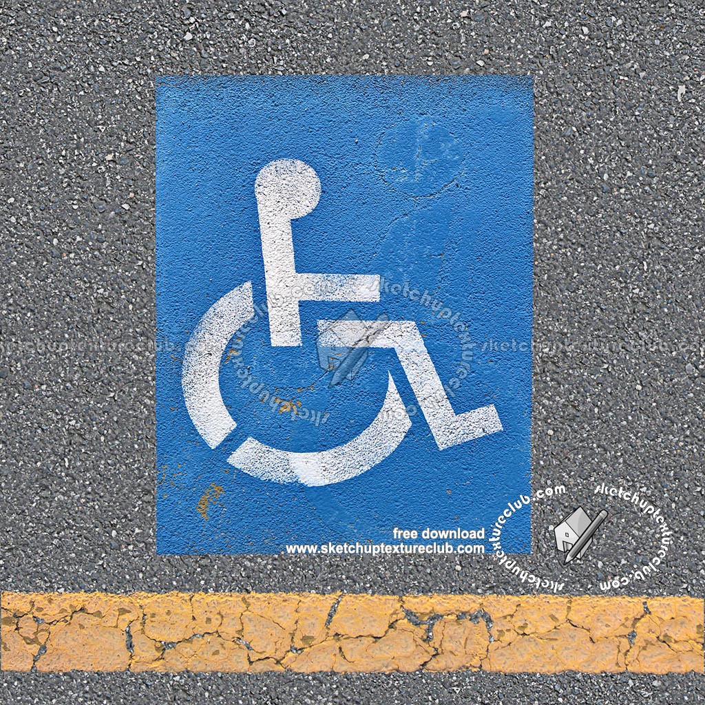 Textures - ARCHITECTURE - ROADS - Roads Markings - Road markings disabled parking texture 18749