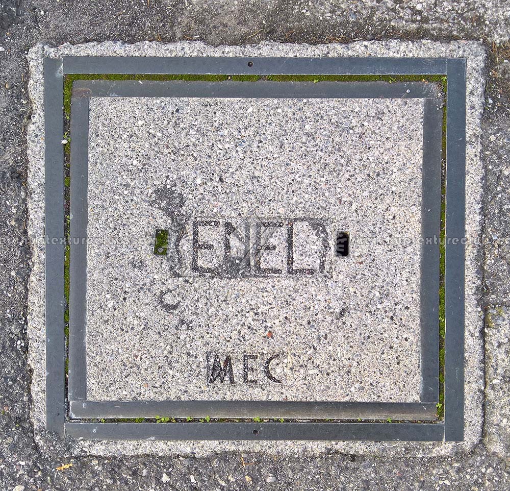 Textures - ARCHITECTURE - ROADS - Street elements - Concrete manhole cover electric power texture 19702