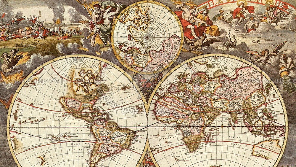 Textures   -   ARCHITECTURE   -   DECORATIVE PANELS   -   World maps   -   Vintage maps  - Interior decoration vintage map 03228
