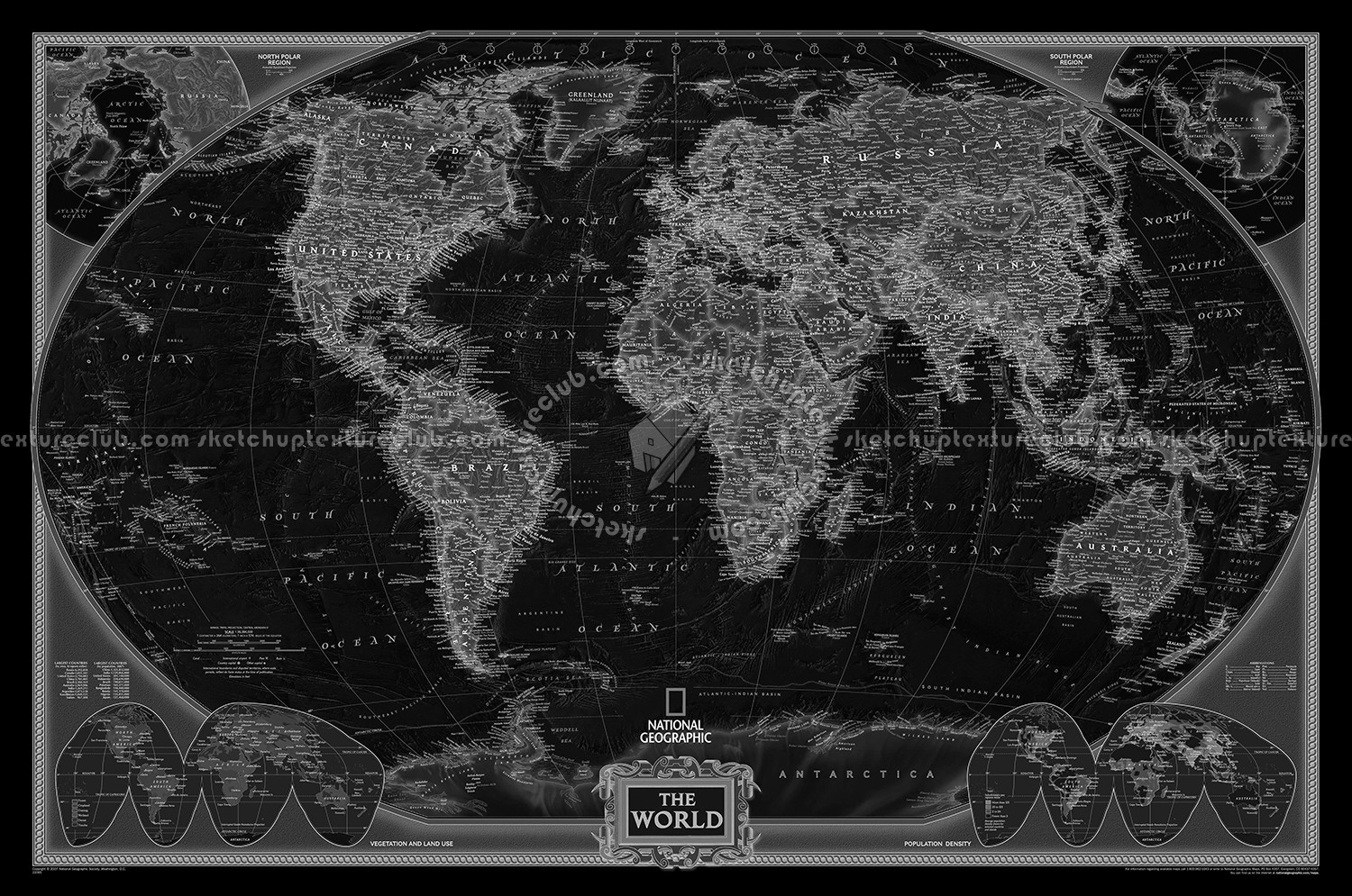 Textures - ARCHITECTURE - DECORATIVE PANELS - World maps - Chalkboard maps - Chalkboard interior decorative world map 03104