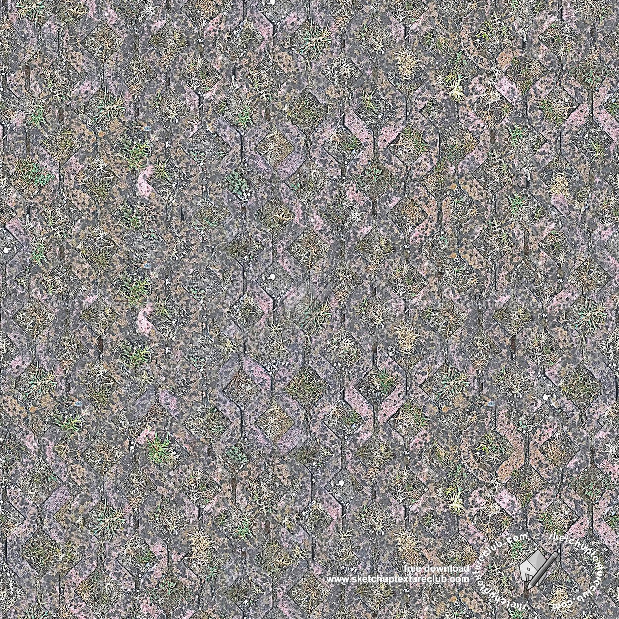 Textures - ARCHITECTURE - PAVING OUTDOOR - Parks Paving - Damaged bricks park paving texture seamless 18673 (seamless)