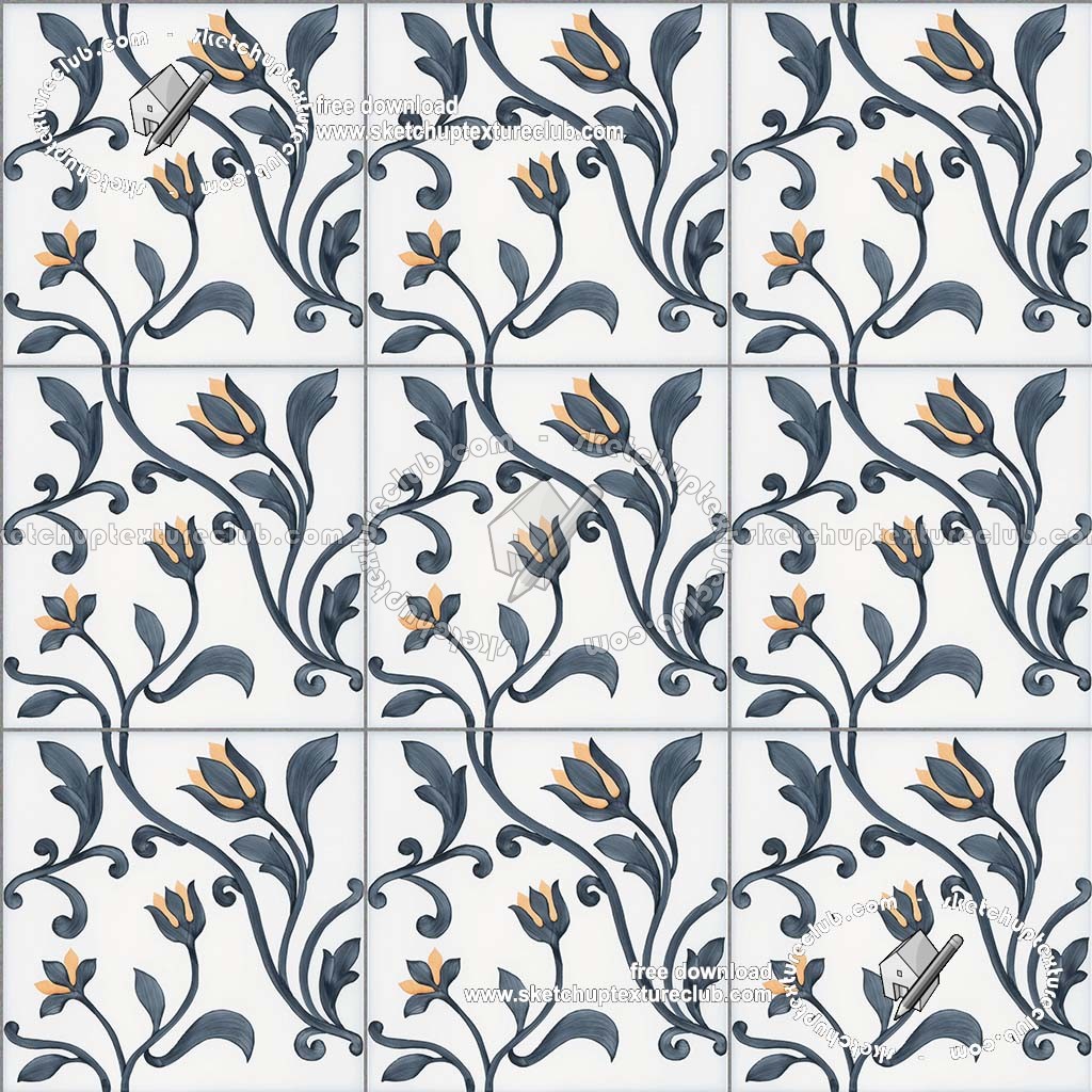Textures - ARCHITECTURE - TILES INTERIOR - Ornate tiles - Floral tiles - Ceramic floral tiles texture seamless 19177 (seamless)