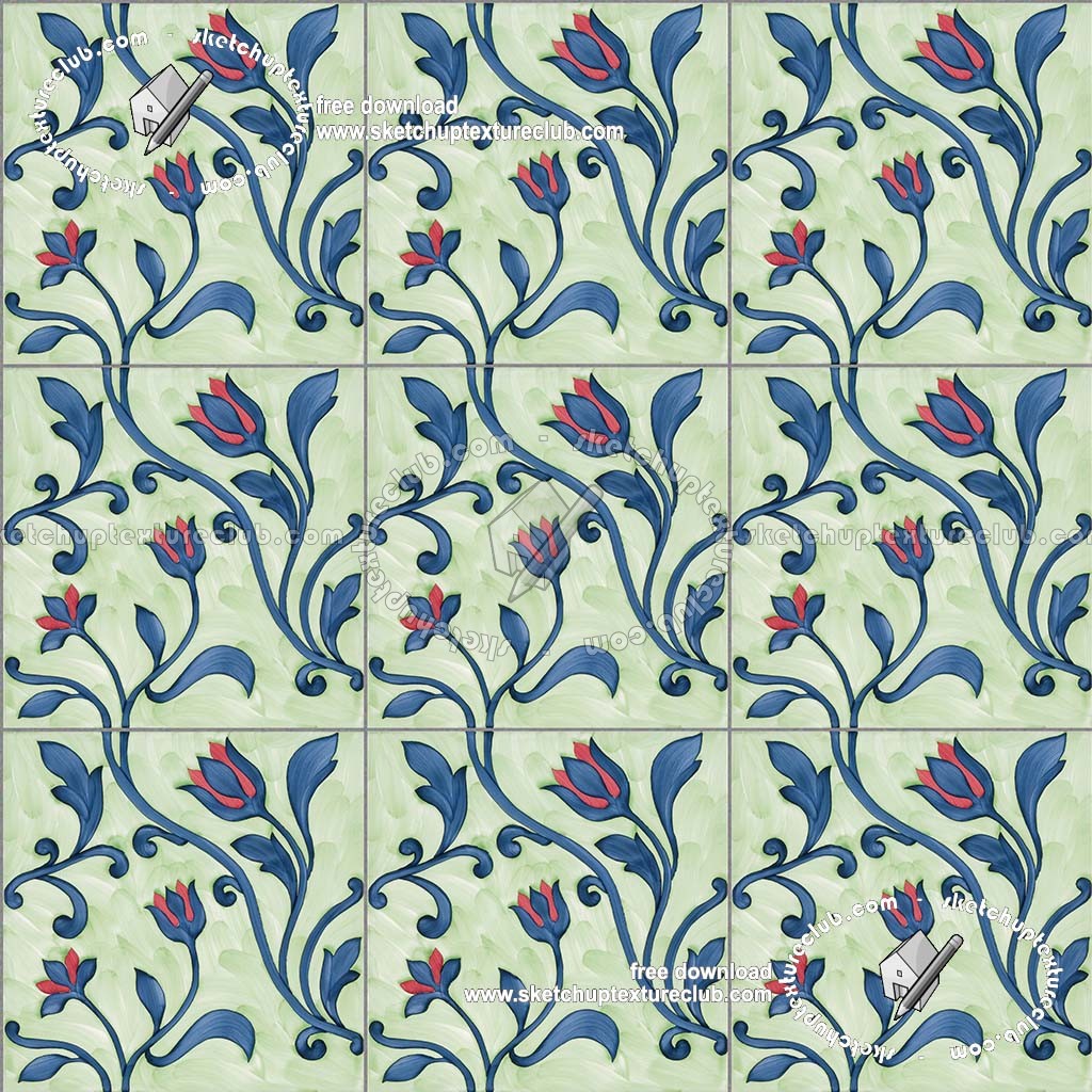Textures   -   ARCHITECTURE   -   TILES INTERIOR   -   Ornate tiles   -   Floral tiles  - Ceramic floral tiles texture seamless 19180 (seamless)