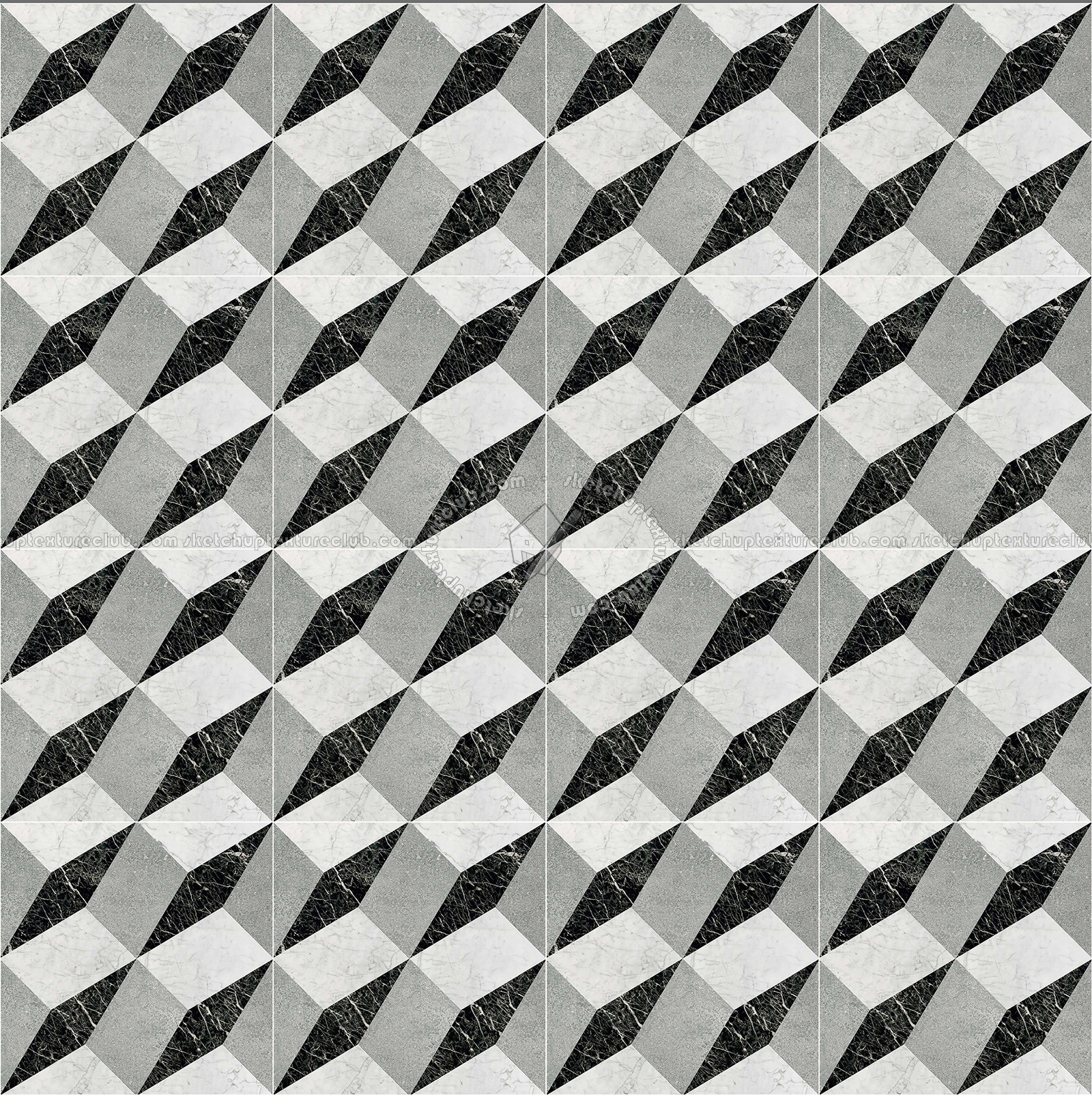 Textures   -   ARCHITECTURE   -   TILES INTERIOR   -   Marble tiles   -   White  - Illusion black white marble floor tile texture seamless 14821 (seamless)