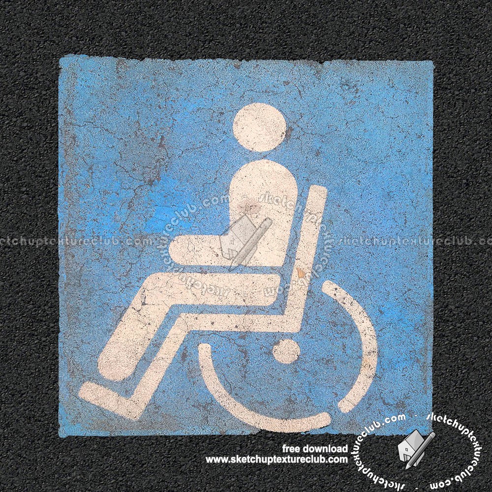 Textures - ARCHITECTURE - ROADS - Roads Markings - Road markings disabled parking texture 18756