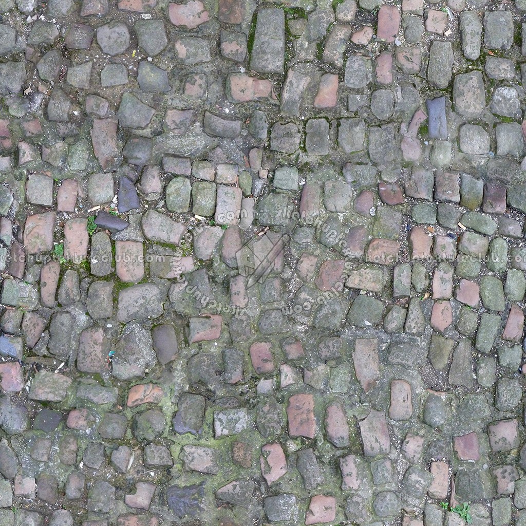 Textures   -   ARCHITECTURE   -   ROADS   -   Paving streets   -   Damaged cobble  - Damaged street paving cobblestone texture seamless 07463 (seamless)