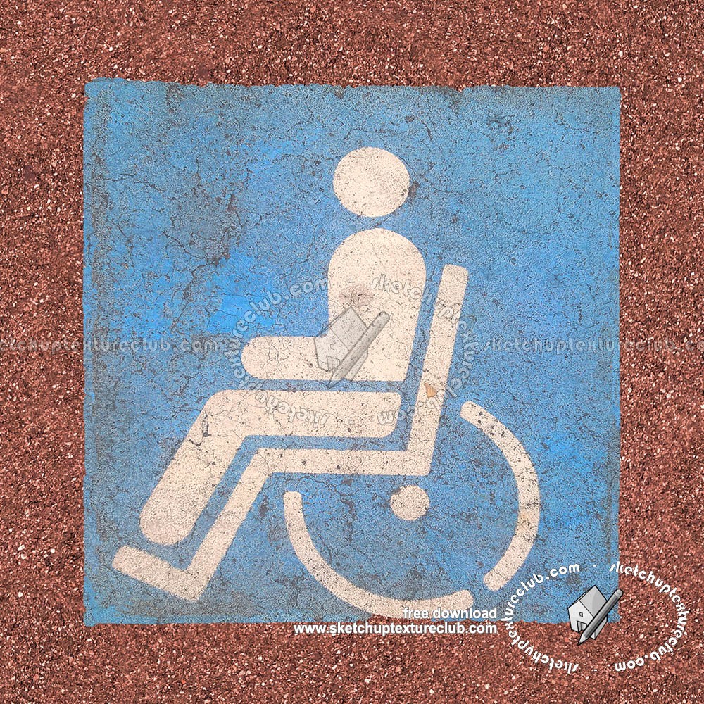 Textures - ARCHITECTURE - ROADS - Roads Markings - Road markings disabled parking texture 18757